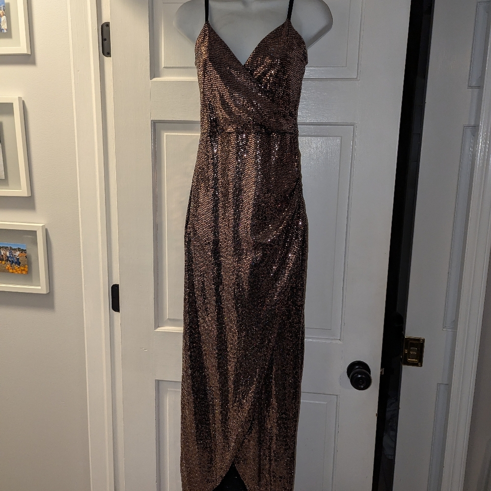 Brown sequins dress with adjustable straps
